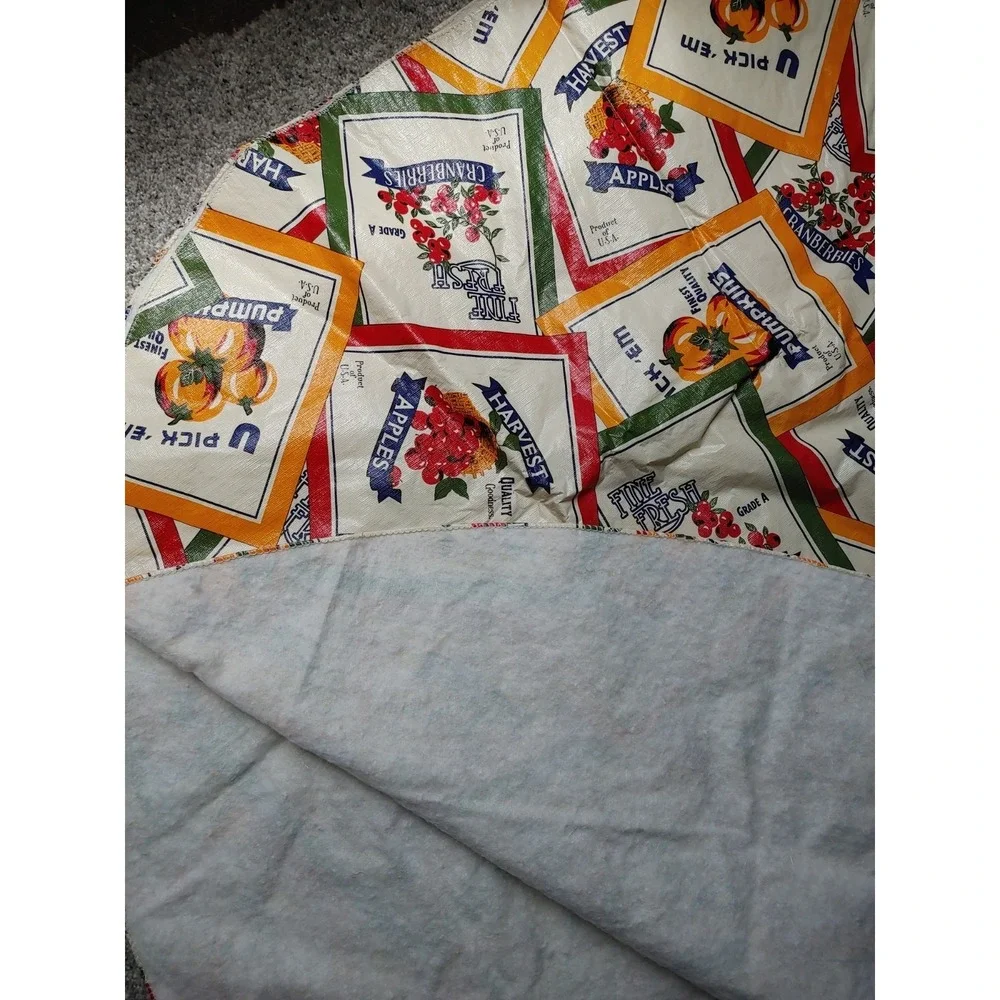 Vintage Harvest Patchwork Vinyl Oblong Tablecloth Fall Autumn Seed Pack
